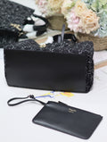 TOUJOURS BAG 37 IN BLACK MIX WHITE CANNAGE TWEED WITH GOLD HARDWARE