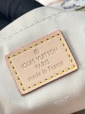 SPEEDY BANDOULIÈRE 20 IN WHITE MONOGRAM JACQUARD FABRIC AND BEIGE CALFSKIN TRIM
