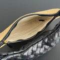 GEMELLI SHOULDER BAG 36 IN BEIGE RAFFIA AND BLACK LAMBSKIN