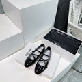FLAT MARY JANE IN BLACK CALFSKIN
