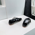 FLAT MARY JANE IN BLACK CALFSKIN
