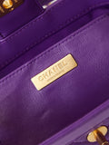 SMALL TOP HANDLE BAG 18 IN PURPLE OIL-WAX LAMBSKIN GOLD HARDWARE