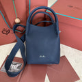 SMALL 21 BALE BAG IN NAVY BLUE GRAINED CALFSKIN WITH SILVER HARDWARE