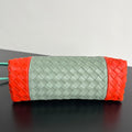 EAST WEST ANDIAMO BAG 29 IN ORANGE AND LIGHT GREEN CALFSKIN