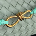 EAST WEST ANDIAMO BAG 29 IN ORANGE AND LIGHT GREEN CALFSKIN