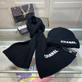 SET HAT AND SCARF IN BLACK WOOL 422599