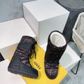 FF MOTIF MOON BOOTS IN WALNUT BROWN MONOGRAM POLYESTER AND RUBBER