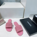 KNIT TAFFY PINK FABRIC FLAT SLIDE