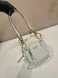 SMALL RECTANGULAR BAG 14 IN WHITE OIL WAX LAMBSKIN GOLD HARDWARE