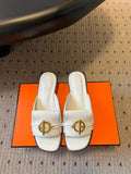 ILOT FLAT SANDAL IN WHITE CALFSKIN