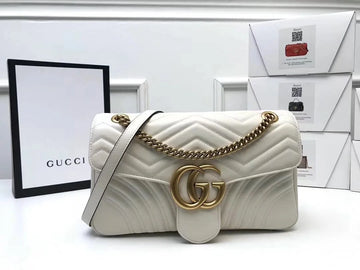 Gucci GG Marmont Matelassé Shoulder Bag White