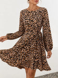 Animal Print Round Neck Mini Dress