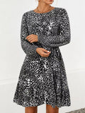 Animal Print Round Neck Mini Dress