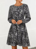 Animal Print Round Neck Mini Dress