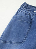 Drawstring Waist Ankle Length Casual Jeans Regular Fit Pocket Detail Jeans
