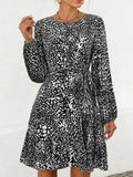 Animal Print Round Neck Mini Dress