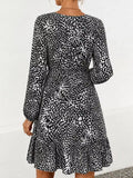 Animal Print Round Neck Mini Dress