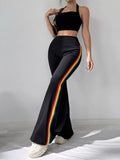 High-Waisted Side-Striped Flare Active Pants