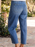 Drawstring Waist Ankle Length Casual Jeans Regular Fit Pocket Detail Jeans