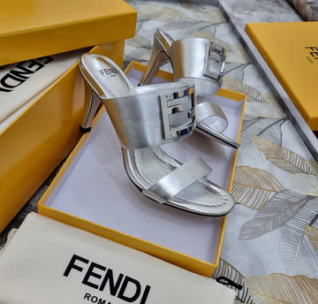 Fendi Leather Baguette Slide Sandals