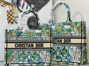 Medium Dior Book Tote White Multicolor Etoile de Voyage Embroidery Bag