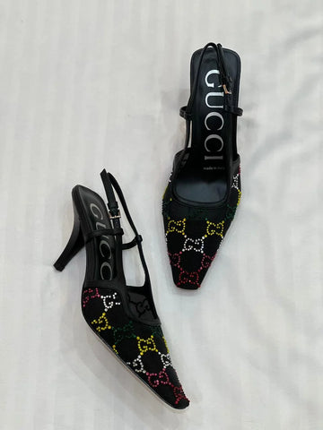 Gucci Squared Toe Leather Pumps