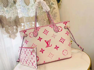LV High Quality Tote Bag Soft Leather Shopping Bag 2pcs/set