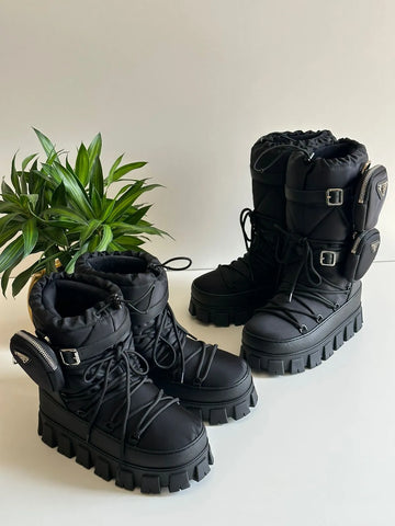 Prada Black Thick Sole Snow Boots