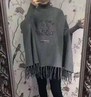 Chanel Logo Printed Poncho Shawl