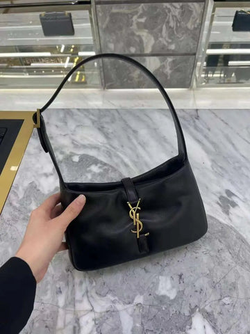 Saint Laurent Black Leather Hobo Bag