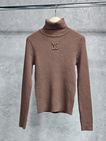 Louis Vuitton Ribbed High-Neck T-Shirt with Logo