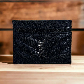 Saint Laurent Quilted Pebbled-Leather Cardholder