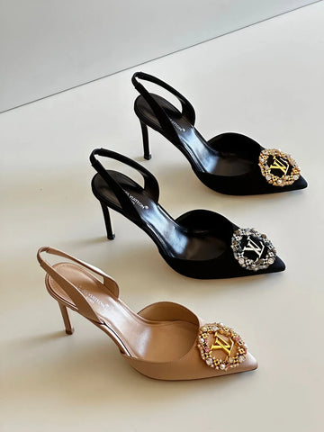 Louis Vuitton LV Logo Bijoux Suede Slide Sandals