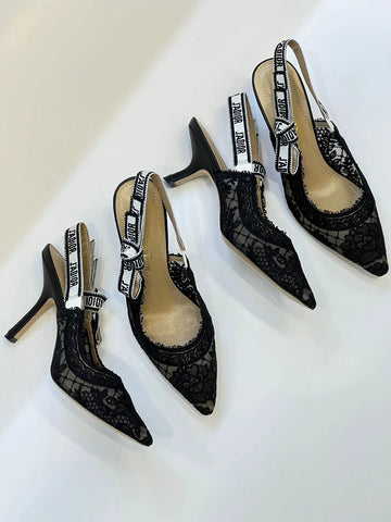 Christian Dior Jadior Transparent Mesh Embroidered Heels