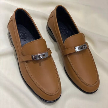 Hermes Mocassin Femme Naturel Epsom Leather Shoes