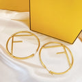 F GOLD FULL DIAMOND LETTER EARRINGS