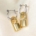 FF BUCKLE SILVER GOLD EARRINGS