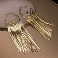 F LOGO TASSELS GOLD EARRINGS