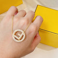 F LOGO NECKLACE GOLD FULL DIAMOND