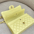 FLAP BAG 23CM PASTEL YELLOW LAMBSKIN GOLD HARDWARE