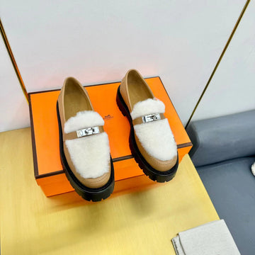 ICONE LOAFER CALFSKIN AND SHEARLING MUSTARD