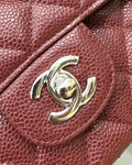 FLAP BAG 25 IN WINE CAVIAR LAMBSKIN SILVER HARDWARE
