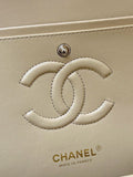 FLAP BAG 25 IN BEIGE LAMBSKIN GOLD HARDWARE