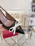 GARAVANI POINTED SLINGBACK PUMPS IN BLACK CALFSKIN