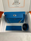 KELLY DANSE 22 EVERCOLOR BLUE IN CALFSKIN GOLD HARDWARE