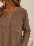 Waffle Knit Button Detail Top