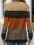 V-Neck Color Block Long Sleeve Casual T-Shirt