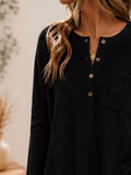 Waffle Knit Button Detail Top