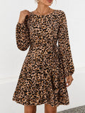 Animal Print Round Neck Mini Dress