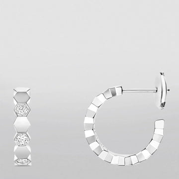 HONEE SILVER DIAMOND HOOP EARRINGS